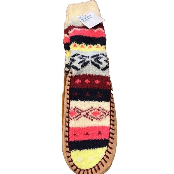 OLD NAVY WOMENS Cozy Slipper Socks L-XL Non-Skid Sole nordic warm winter New - Picture 2 of 4